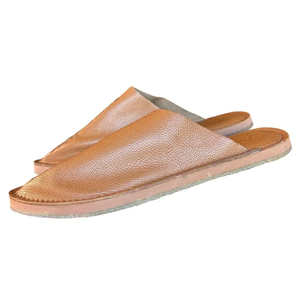 Free People Nova Flat Pebbled Leather Top Stitched Pointy Toe Mules size 7 - Picture 3 of 16